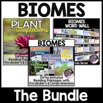 Preview of Biomes Unit - Biomes Nonfiction Reading Passages, Plant Adaptations & Word Wall