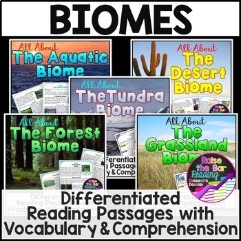 Preview of Biomes Unit Differentiated Reading Comprehension Passages and Questions Bundle