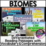 Biomes Unit Differentiated Reading Comprehension Passages 