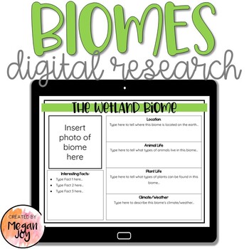 Preview of Biomes - Digital Research Organizers - Distance Learning