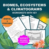 Biomes, Ecosystems & Climatograms Worksheets with Key (Dig