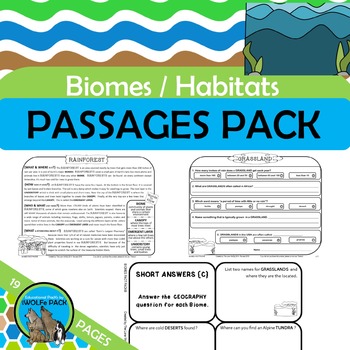 Preview of BIOMES Informational Text Reading Passages Comprehension Questions