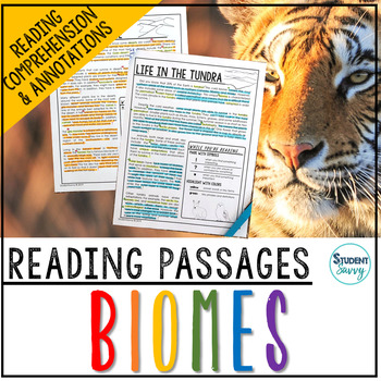 Preview of Biomes Reading Comprehension Passages Questions Annotations Activities Desert