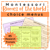 Biomes Research Choice Menus