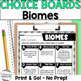 Biomes Science Menus - Choice Boards and Activities- 4th -
