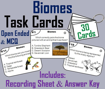 Preview of World Biomes Task Cards Activity (Ecosystems Unit: Animal Habitats)