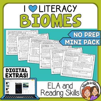 Preview of Biomes Themed ELA and Reading Skills Review Mini-Pack - Morning Work