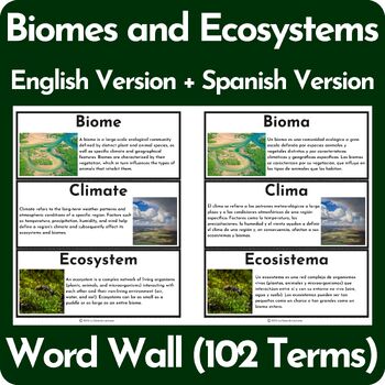Preview of Biomes and Ecosystems Word Wall - ENGLISH and SPANISH