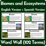 Biomes and Ecosystems Word Wall - ENGLISH and SPANISH