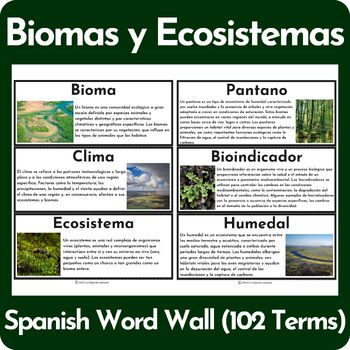 Preview of Biomes and Ecosystems Word Wall - SPANISH VERSION
