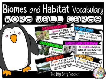Preview of Biomes and Habitats Word Wall Vocabulary Cards