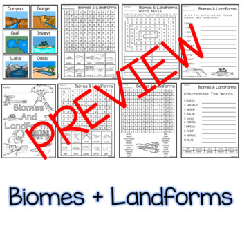 Biomes and Landforms Puzzles Word Search Fun by Little Ones And Me