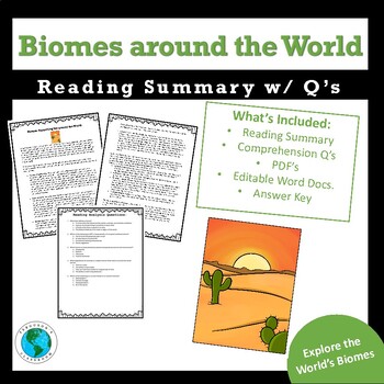 Preview of Biomes around the World - Reading Summary w/ Comprehension Q's