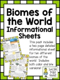 Biomes of the World ~ Set of 10 Informational Sheets (Colo