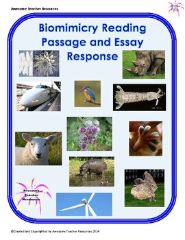 Preview of Biomimicry Reading Passage and Essay Response
