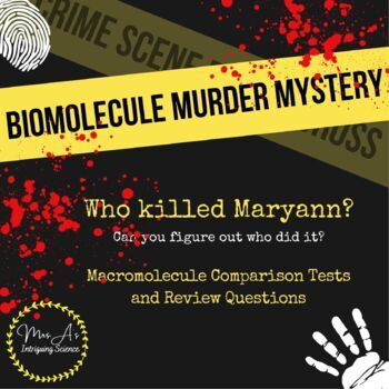Preview of Biomolecule/ Macromolecule Murder Mystery Food Analysis Lab Activity PDF&Digital