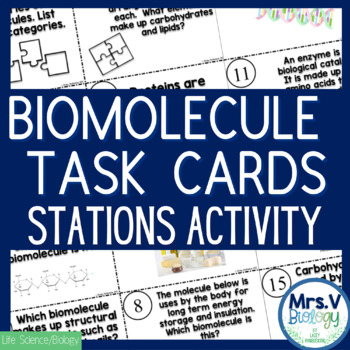 Preview of Biomolecules (Macromolecules) Task Cards Stations