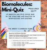 Biomolecules and Enzymes Multiple Choice Mini Quiz! w/Key
