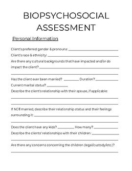 Preview of Biopsychosocial Assessment