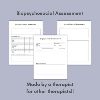 Preview of Biopsychosocial Assessment Template PDF, Printable