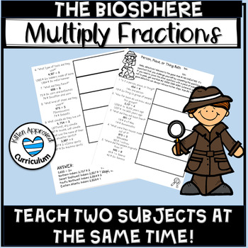 Preview of Biosphere 5th Grade Multiply Fractions by Whole Numbers Math Worksheets 5.NF.4