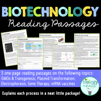 Preview of Biotechnology Reading Passages - Homework or Classwork