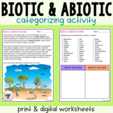 Biotic & Abiotic - Reading Comprehension Worksheets