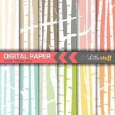Birch Tree Digital Backgrounds, Birch Forest Digital Paper