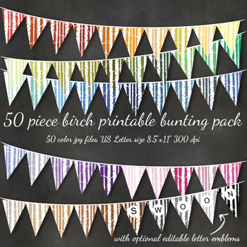 Preview of Printable Bunting - Birch Woodland Forest Bunting Flags