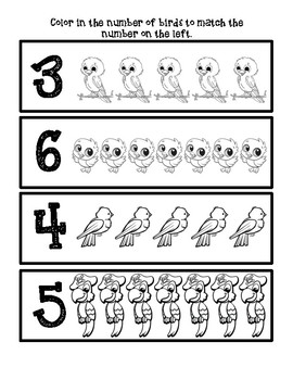 Bird Counting and Coloring Activity Sheet by Early Childhood Resource