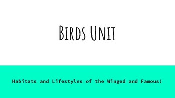 Preview of Bird Cross Curricular Unit