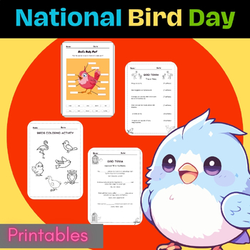 Preview of Bird Day Activities Worksheet for KG Grade 1 and 2 | National Birds Day #toast23