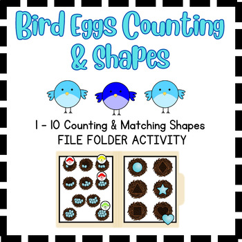 Preview of Bird Eggs Counting and Matching Shapes File Folder Activity