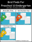 Bird Finds for PreK & Kindergarten; ABCs, Numbers & Shapes Bundle