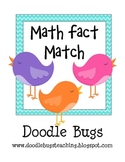 Bird Math Fact Match * Math Center * Pocket Chart Activity