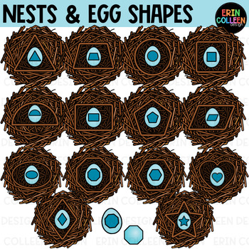Preview of Bird Nests and Eggs Shapes Clipart SPRING FREEBIE