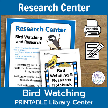 Preview of Bird Research Library Center & Lesson [Printable]