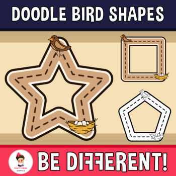 Preview of Bird Shapes Clipart Guided Set Motor Skills Pencil Control Spring Animal