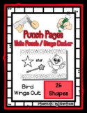 Bird with Wings Out - 26 Shapes - Hole Punch Cards / Bingo