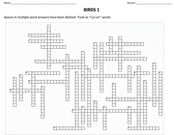 Birds 2 Crossword Puzzles by Ah Ha Lessons Teachers Pay Teachers