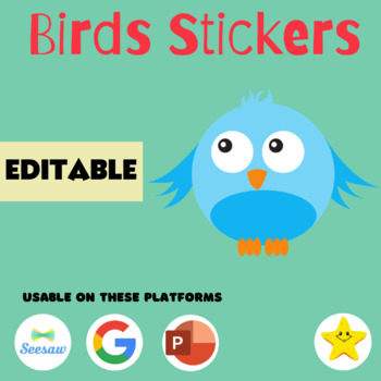 Preview of Birds Clip Art Digital Stickers - COPYRIGHT FREE + EDITABLE 