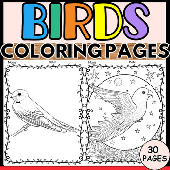 Preview of Birds Coloring Pages - Birds Unit Coloring Book - Peace Morning Work Worksheets 