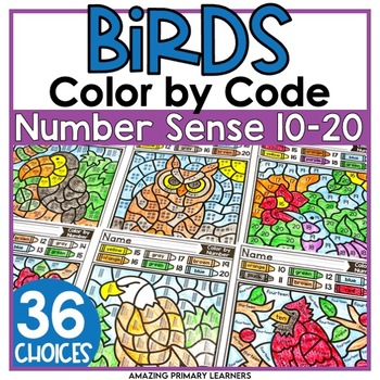 Preview of Birds Coloring Pages Math Color by Number Color by Code Teen Activities