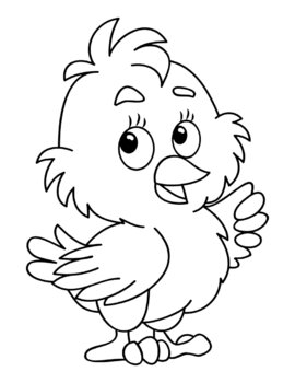 Funny Little Bird Coloring Page for Kids Gráfico por