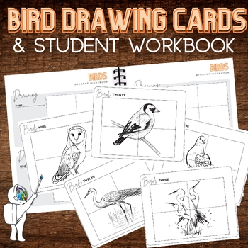 Preview of Birds Drawing Task Cards & Sketchbook, High & Middle School Art Drawing