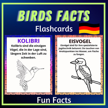 Preview of Birds Fun Facts; Coloring Flashcards, Posters Animals for kids German