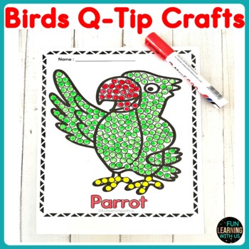 Preview of Birds Q-Tip Crafts | Nature Themed Fine Motor Activity