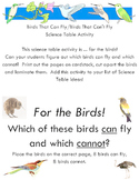 Birds That Can/Cannot Fly Science Center Activity