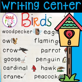 Preview of Birds Vocabulary Words and Picture Cards for Writing Center Write the Room ESL