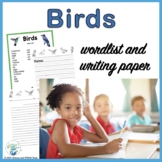 Birds Wordlist and Writing Papers